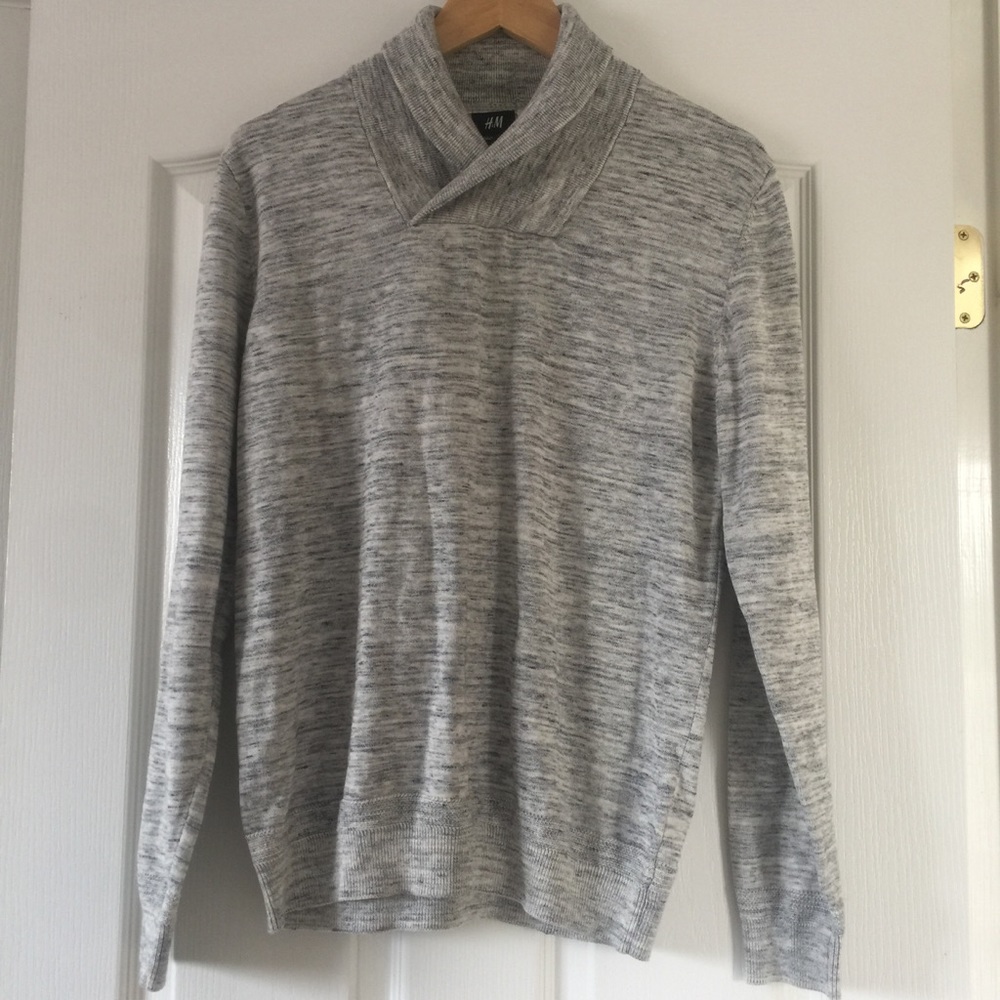 H&M speckled grey shawl collar sweater - sz M